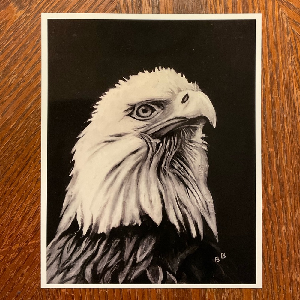 🇺🇸American Bald Eagle Original Art 8” X 10” Black & White Print!